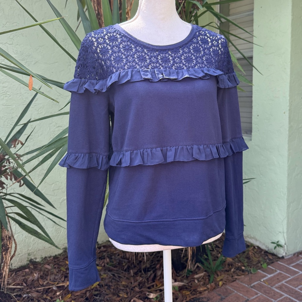 Lilly Pulitzer Navy Crochet Lace Sweatshirt